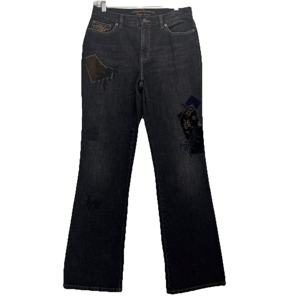 VTG Y2K Lauren Jeans Co Ralph Lauren Patchwork Pants Womens 8 Dark Wash Straight